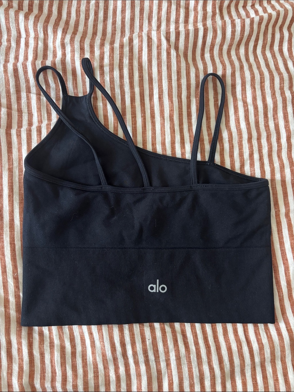 ALO Yoga Black Asymmetrical Strappy Sports Bra